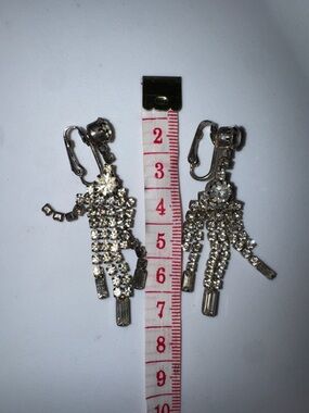 Crystal Fringe Drop Earrings - 1960s | vintage clip on